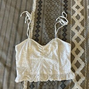 White eyelet Hollister top